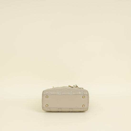 Christian Dior Beige Lady Dior Mini Chain Dragonfly Bag