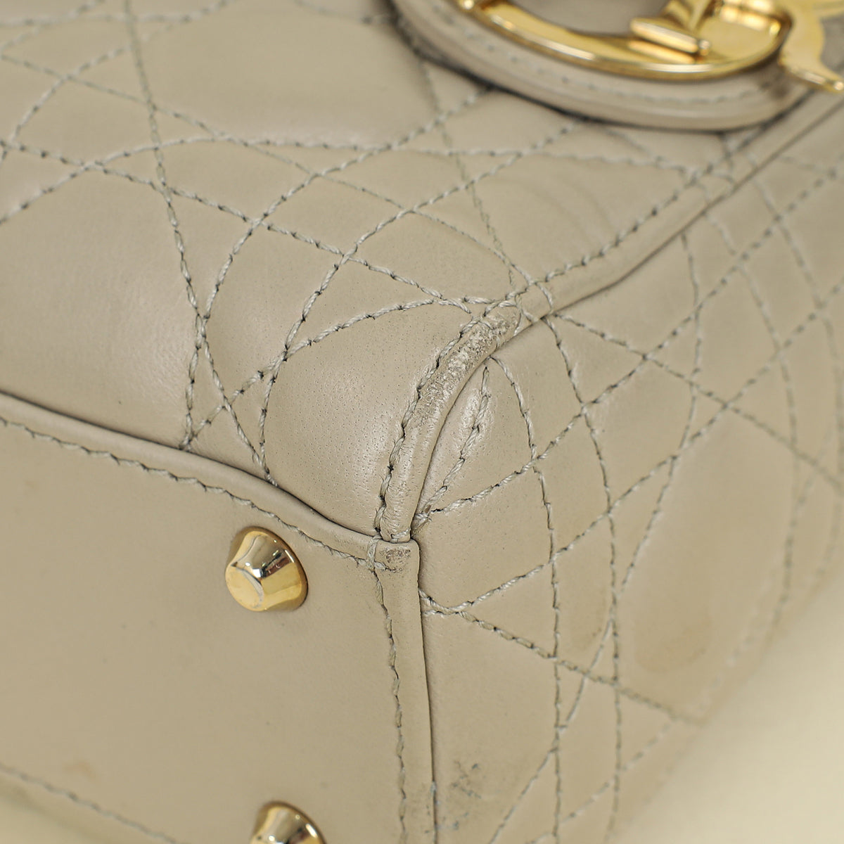 Christian Dior Beige Lady Dior Mini Chain Dragonfly Bag