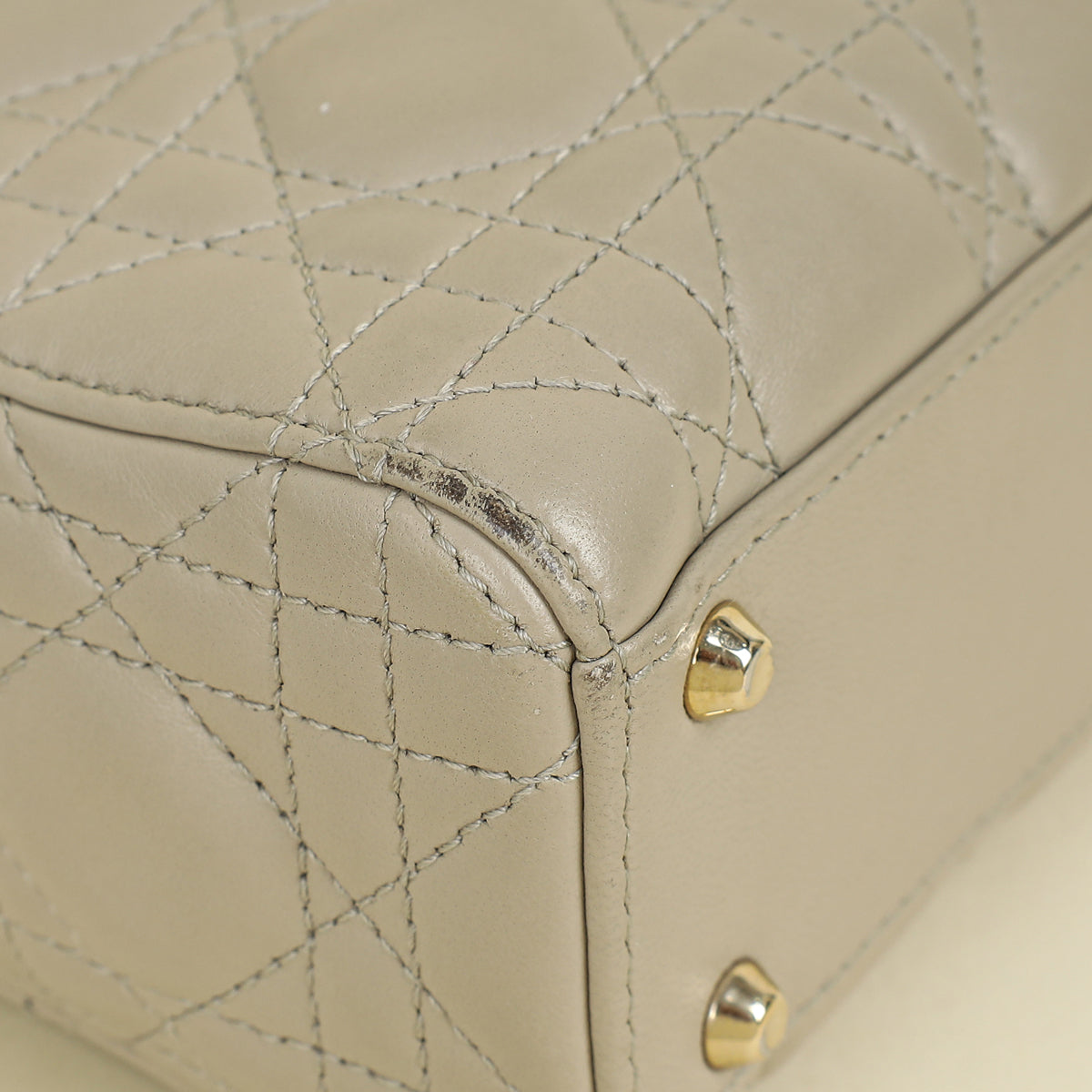 Christian Dior Beige Lady Dior Mini Chain Dragonfly Bag