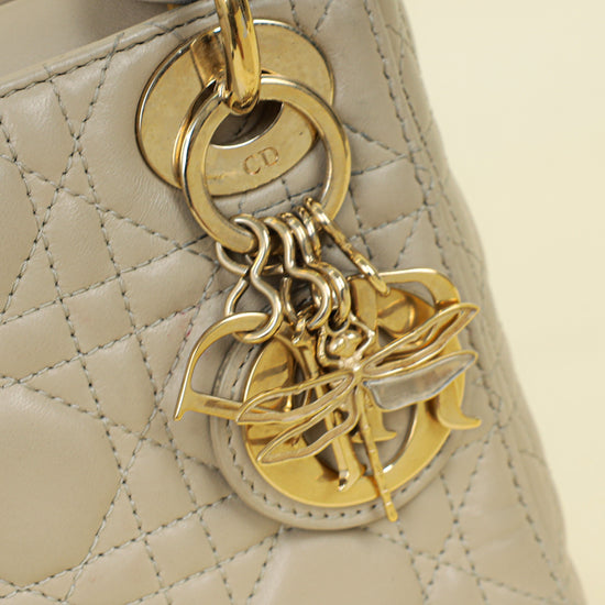 Christian Dior Beige Lady Dior Mini Chain Dragonfly Bag