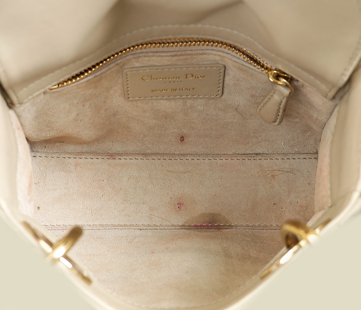 Christian Dior Beige Lady Dior Mini Chain Dragonfly Bag