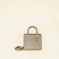 Christian Dior Champaign Microcannage Lady Dior Medium Bag