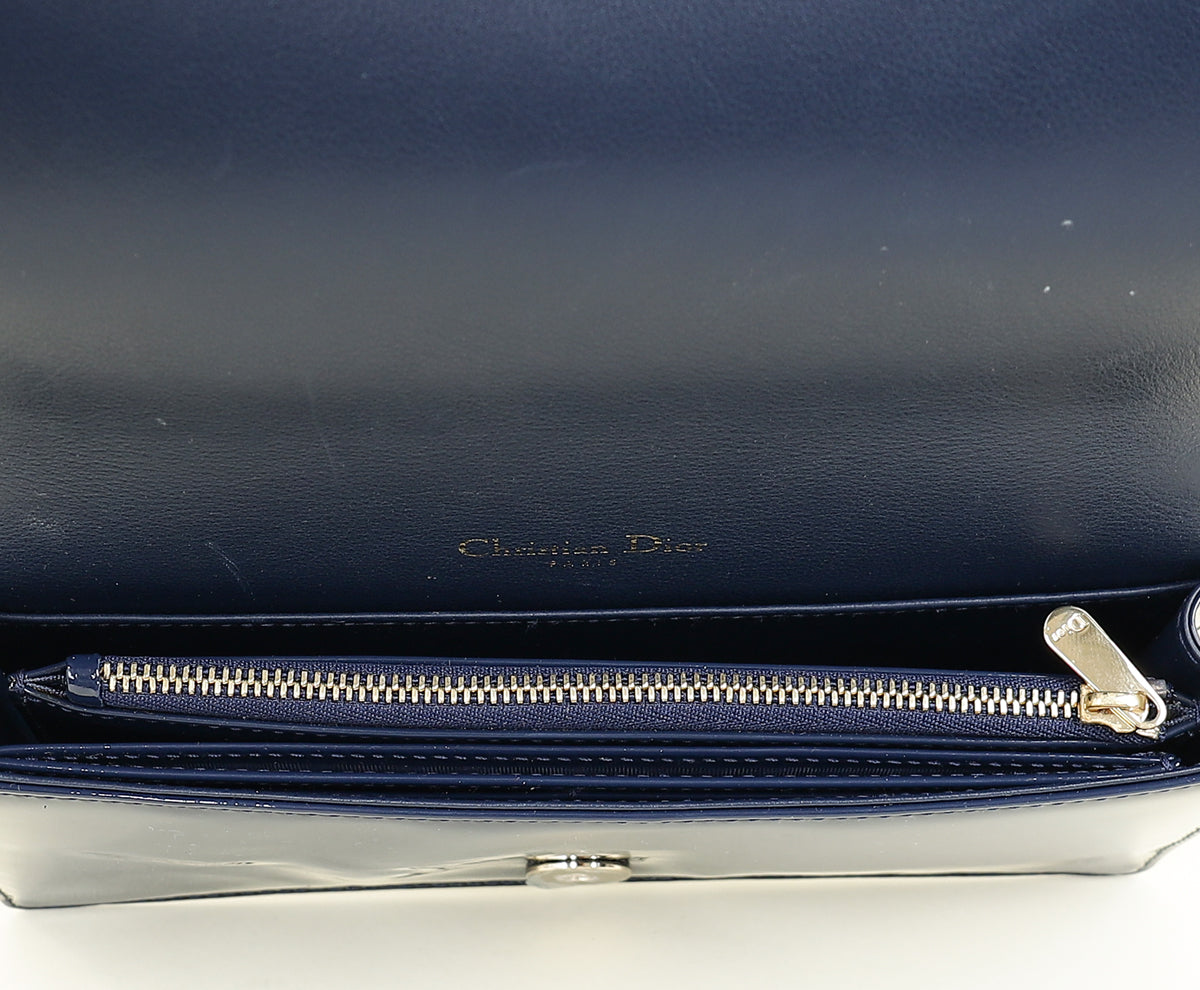 Christian Dior ネイビー クラッチバッグ Christian Dior Navy Lady Dior Pouch on Chain – THE CLOSET