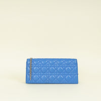 Christian Dior Blue Lady Dior Cannage Convertible Chain Clutch