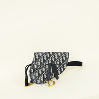 Christian Dior Navy Blue Oblique Saddle Flat Belt Pouch