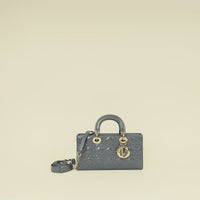 Christian Dior Metallic Midnight Blue Lady D-Joy Medium Bag