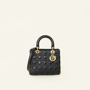Christian Dior Black Lady Dior Medium Bag