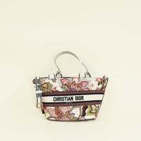 Christian Dior White Multicolor Albero della Vita Embroidery Brocart Hat Basket Bag
