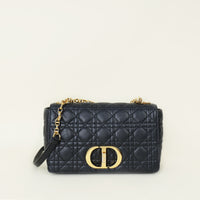 Christian Dior Black Caro Cannage Medium Flap Bag