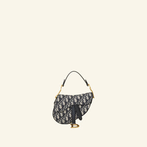 Christian Dior Navy Blue Oblique Saddle Mini Bag