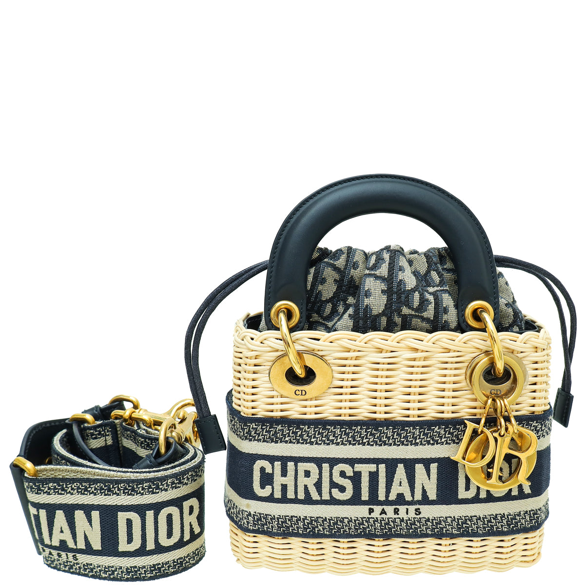 Christian Dior Bicolor Wicker Jacquard Mini Lady Dior Bag-Christian Dior-THE CLOSET