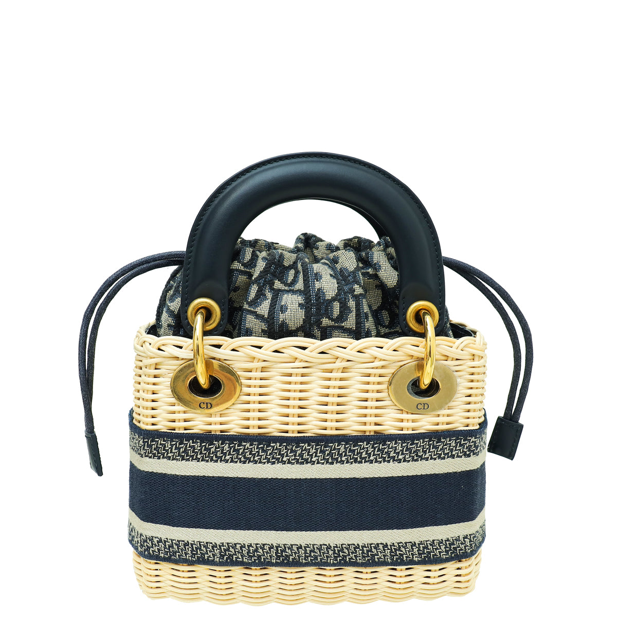 Christian Dior Bicolor Wicker Jacquard Mini Lady Dior Bag-Christian Dior-THE CLOSET
