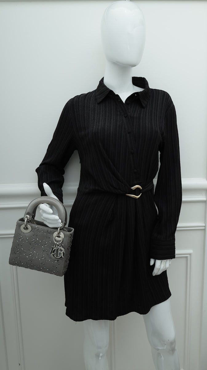 Christian Dior Grey Satin Lady Dior Strass Cannage Mini Bag – The Closet