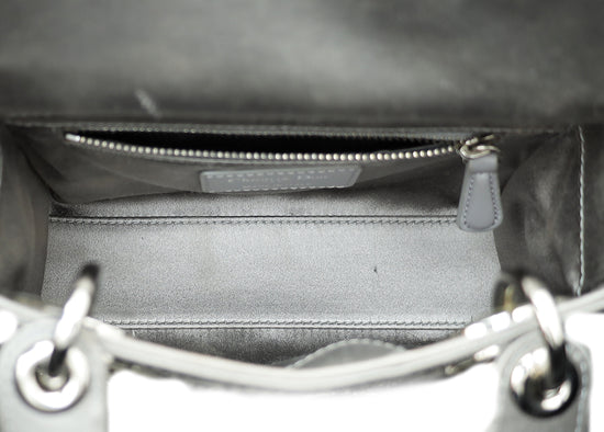 Christian Dior Grey Satin Lady Dior Strass Cannage Mini Bag