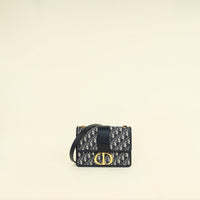 Christian Dior Navy Blue Oblique 30 Montaigne Shoulder Bag