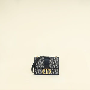 Christian Dior Navy Blue Oblique 30 Montaigne Shoulder Bag