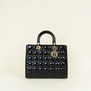 Christian Dior Black Lady Dior Large Bag