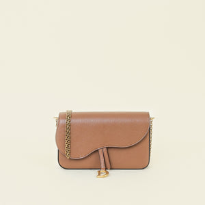 Christian Dior Brown Saddle Medium Pouch with Chain