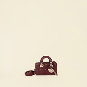 Christian Dior Burgundy Mini Lady D-Joy Bag