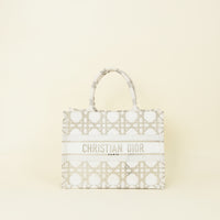 Christian Dior Bicolor Metallic Microcannage Book Tote Medium Bag