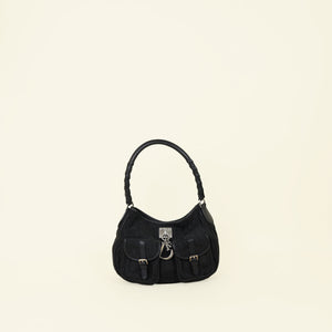 Christian Dior Black Diorissimo Lovely Cargo Hobo Bag