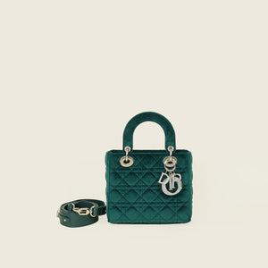 Christian Dior Emerald Green Metallic Asphalt My ABCDior Lady Dior Small Bag