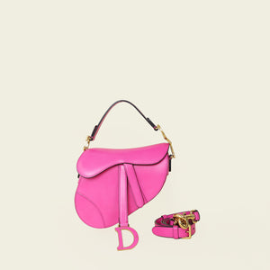 Christian Dior Hot Pink Mini Saddle Bag W/ Strap