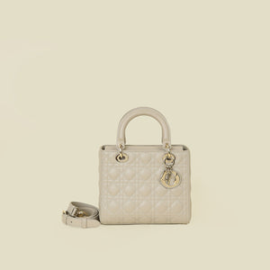 Christian Dior Powder Beige Lady Dior Medium Bag
