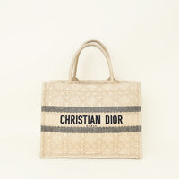 Christian Dior Natural Raffia Cannage Book Tote Medium Bag