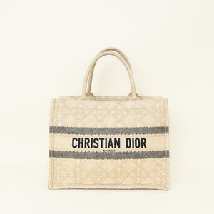 Christian Dior Natural Raffia Cannage Book Tote Medium Bag