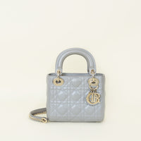Christian Dior Gray Chain Mini Lady Dior Bag