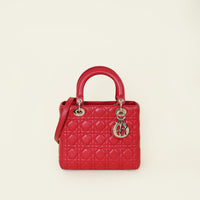 Christian Dior Red Lady Dior Medium Bag