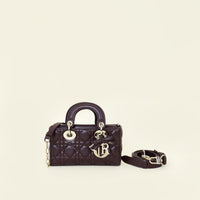 Christian Dior Amaranth Lady D-Joy Mini Bag w/ Detachable Bow