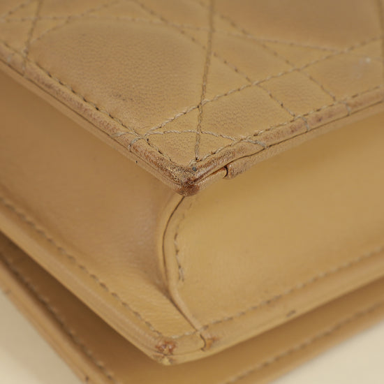 Christian Dior Beige Lady Dior Convertible Chain Clutch-Christian Dior-THE CLOSET