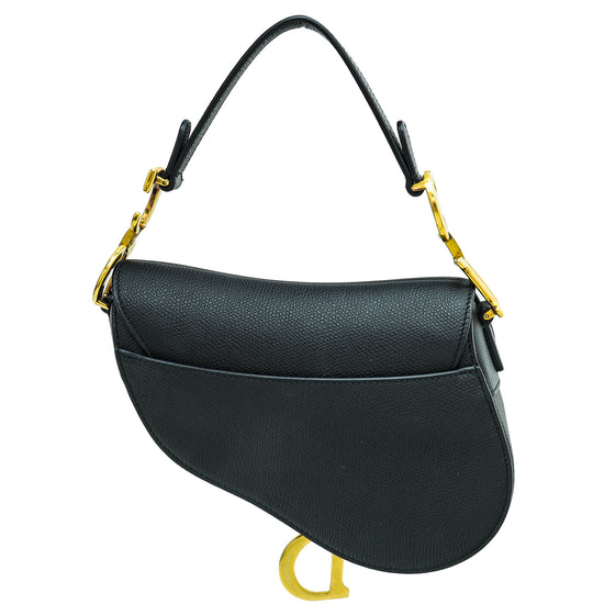 Christian Dior Mini Black Grained Saddle Bag, excellent condition