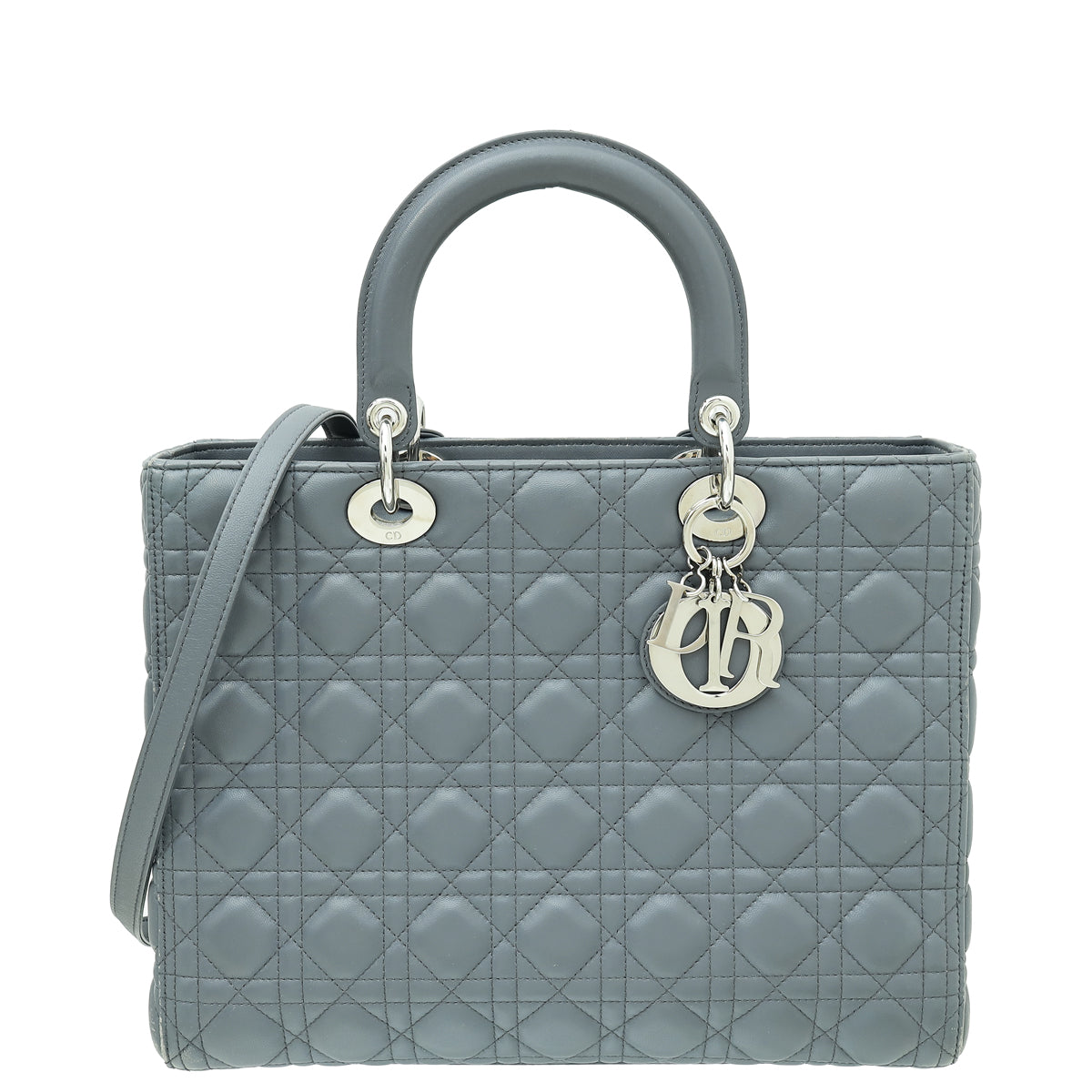 Christian Dior Dark Gray Lady Dior Large Bag-Christian Dior-THE CLOSET