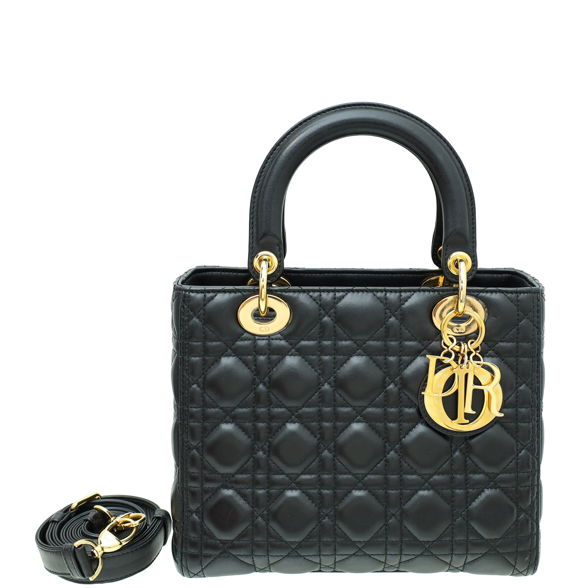 Christian Dior Black Lady Dior Medium Bag-Christian Dior-THE CLOSET
