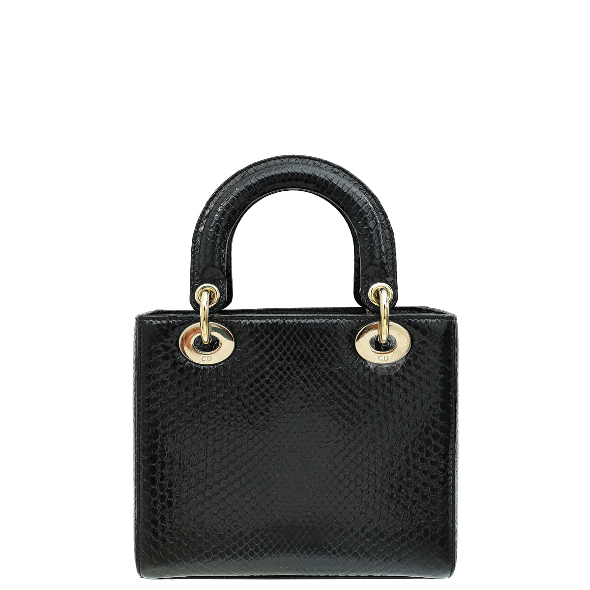 Christian Dior Black Shiny Snakeskin Lady Dior Small Bag-Christian Dior-THE CLOSET
