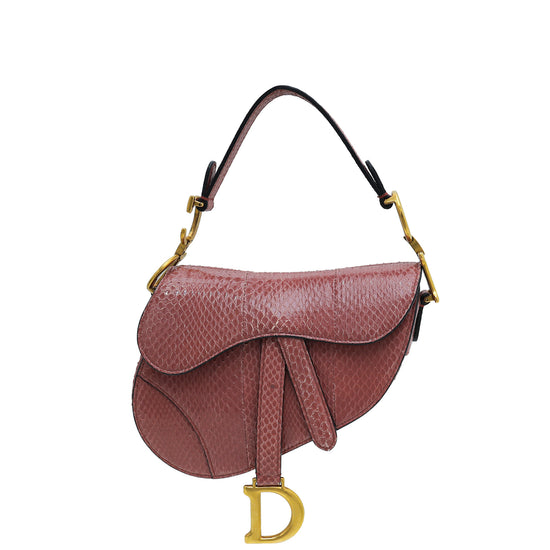 Christian Dior Mallow Rose Python Saddle Mini Bag