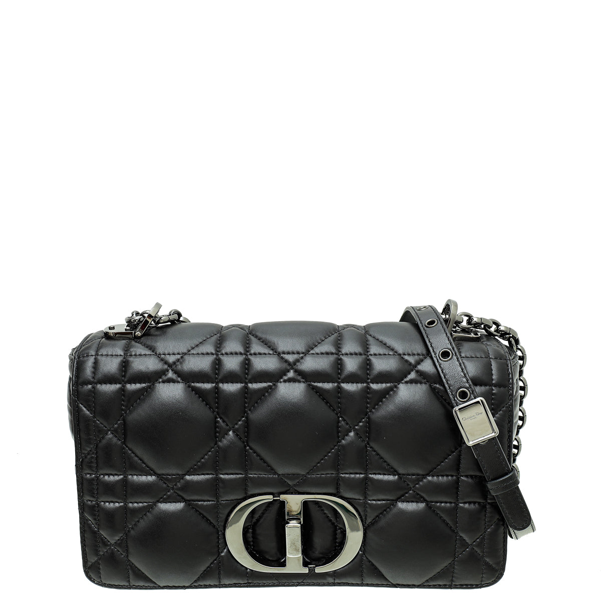 Christian Dior Black Caro Macrocannage Quilted Medium Bag