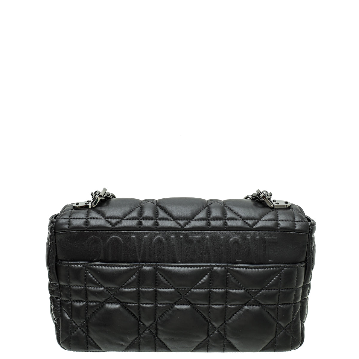 Christian Dior Black Caro Macrocannage Quilted Medium Bag