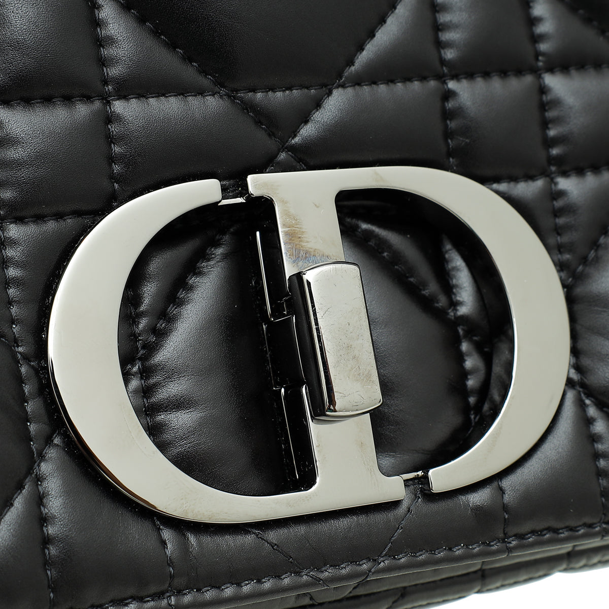 Christian Dior Black Caro Macrocannage Quilted Medium Bag