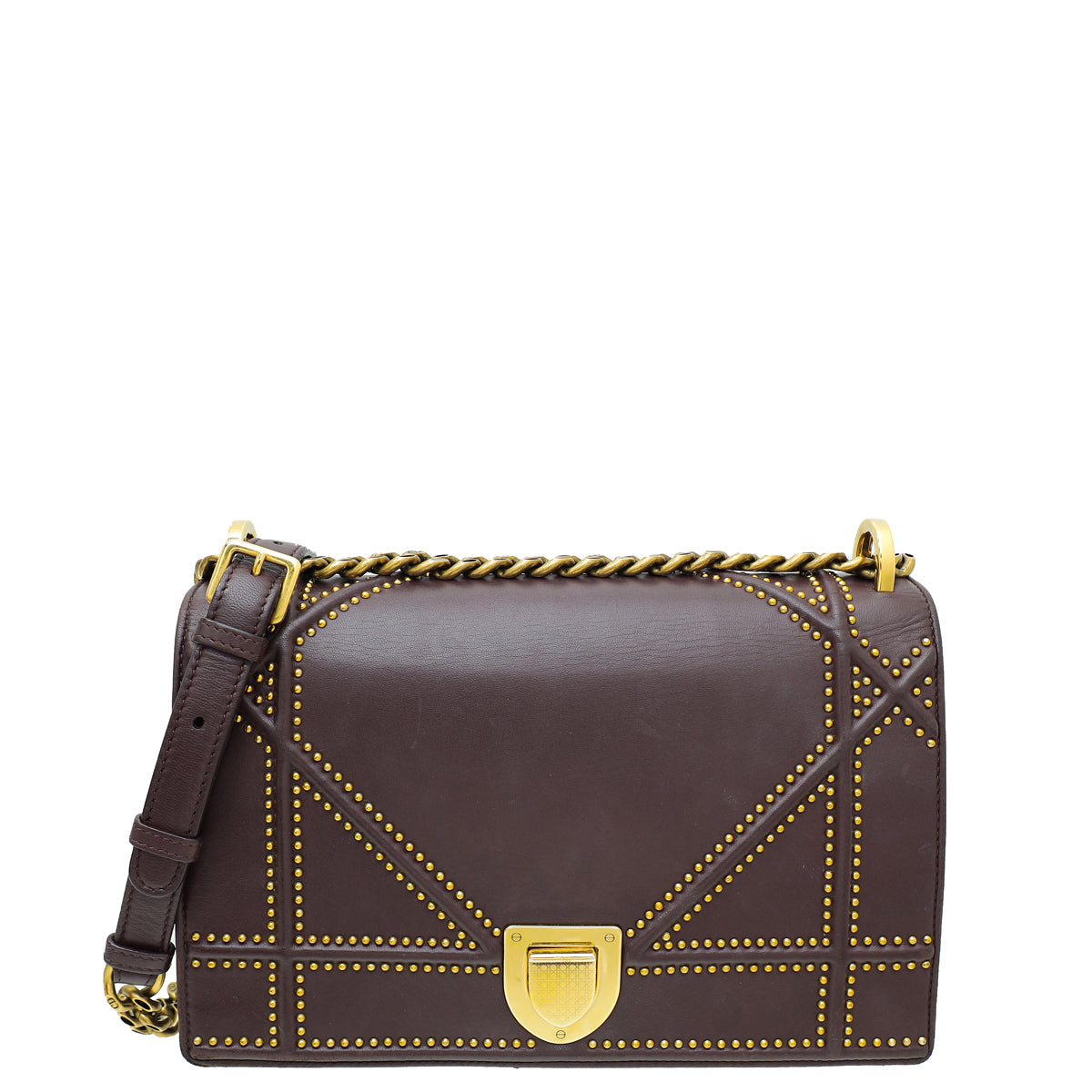 Christian Dior Burgundy Studded Diorama Medium Bag-Christian Dior-THE CLOSET