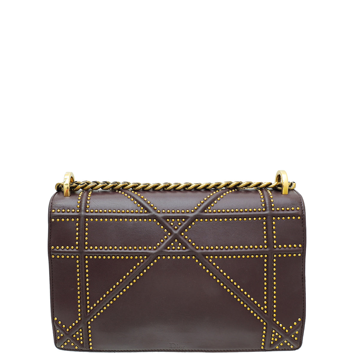 Christian Dior Burgundy Studded Diorama Medium Bag