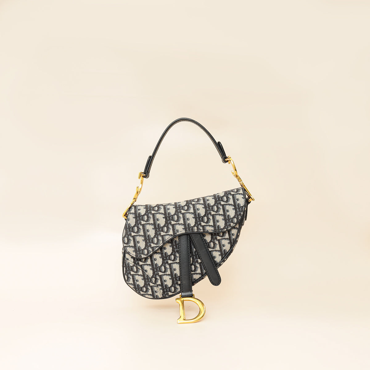 Christian Dior Navy Blue Oblique Mini Saddle Bag-Christian Dior-THE CLOSET