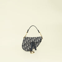Christian Dior Navy Blue Oblique Saddle Mini Bag