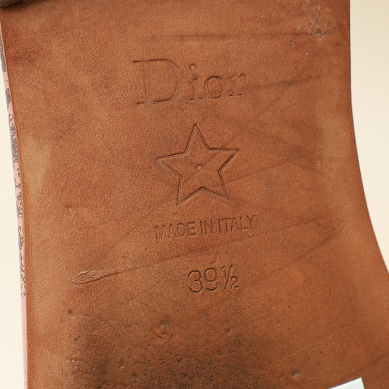 Christian Dior Light Pink Toile De Jouy Motif Dway Slide Mules 39.5-Christian Dior-THE CLOSET