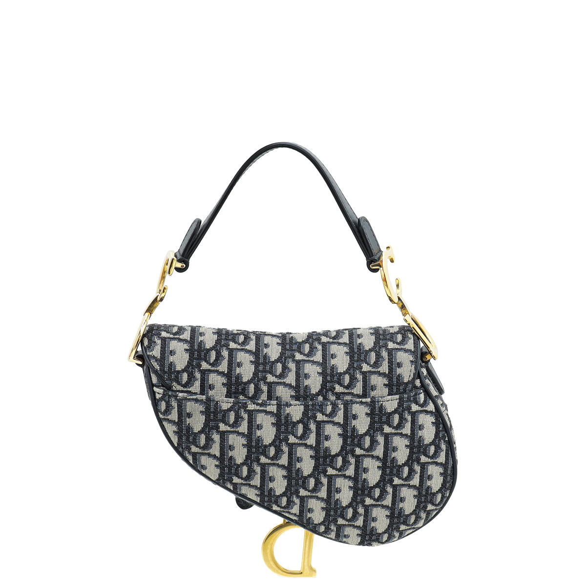 Christian Dior Navy Blue Oblique Saddle Mini Bag W/ Strap-Christian Dior-THE CLOSET