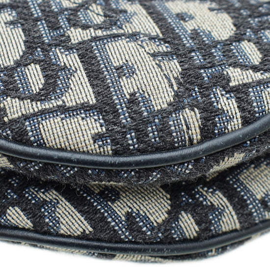 Christian Dior Navy Blue Oblique Saddle Mini Bag W/ Strap