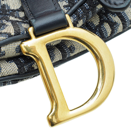Christian Dior Navy Blue Oblique Saddle Mini Bag W/ Strap